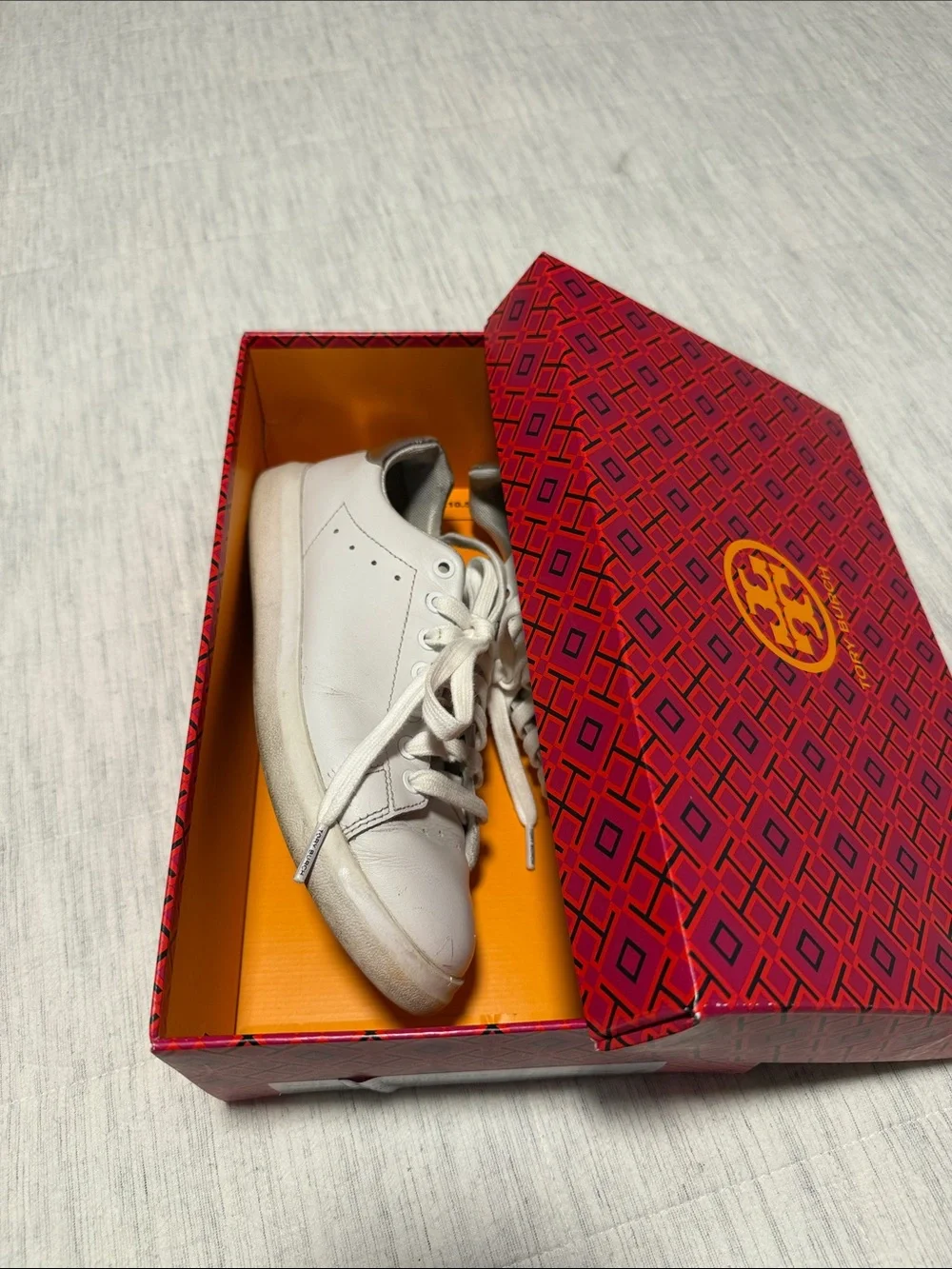 Tory Burch Kids White Leather Lace-Up Sneaker